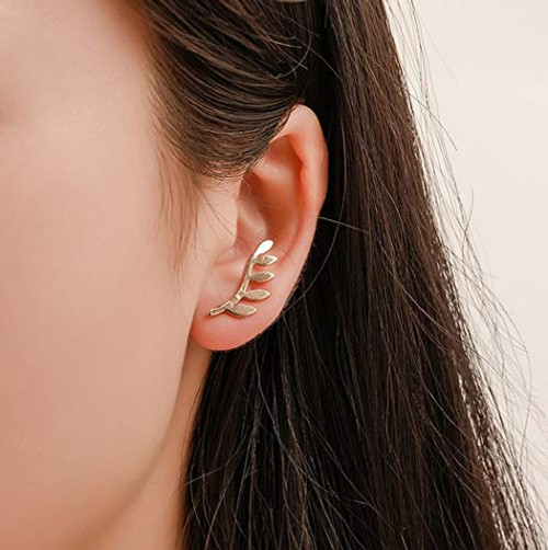 Favelo Gold Stud Earrings Dainty Leaf Earrings Charm Simple Minimal Earrings Jewelry for Women Girls