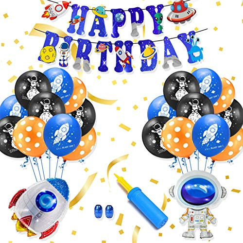 Outer space party decorations Space birthday party supplies Astronaut rocket space balloons Solar system birthday party decorations Space happy birthday balloon banner planet balloons Galaxy party supplies