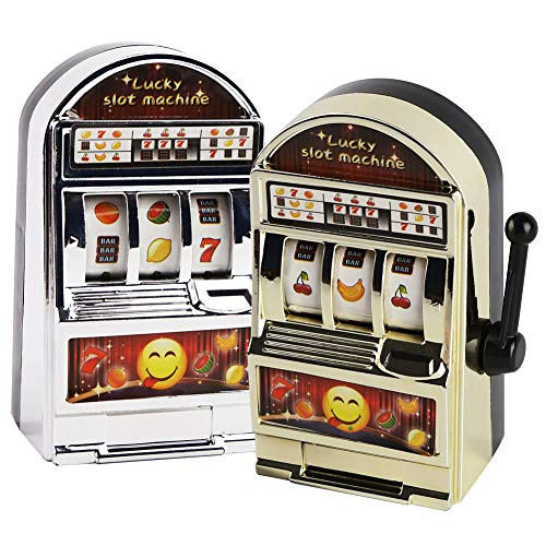 BigOtters Slot Machine Toy 2PCS Mini Casino Lucky Lottery Game Machine Bars and Sevens Slot Machine Bank with Spinning Reels Creative Gift