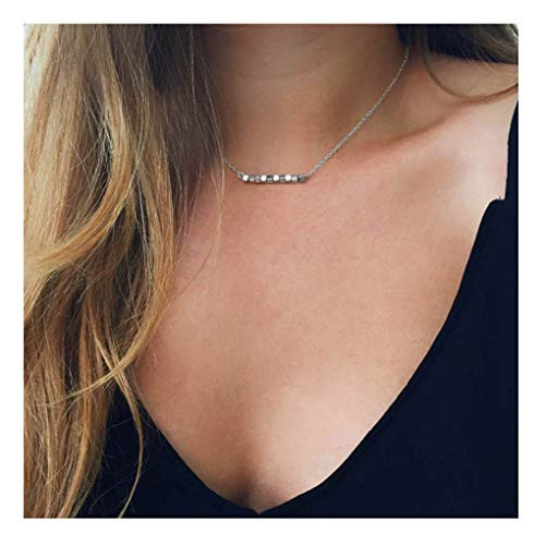 Tgirls Simple Cube Pendant Chain Necklace Square Charm Necklaces Jewelry for Women and Girls Silver Tgirls Simple Cube Pendant Chain Necklace Square Charm Necklaces Jewelry for Women and Girls Silver