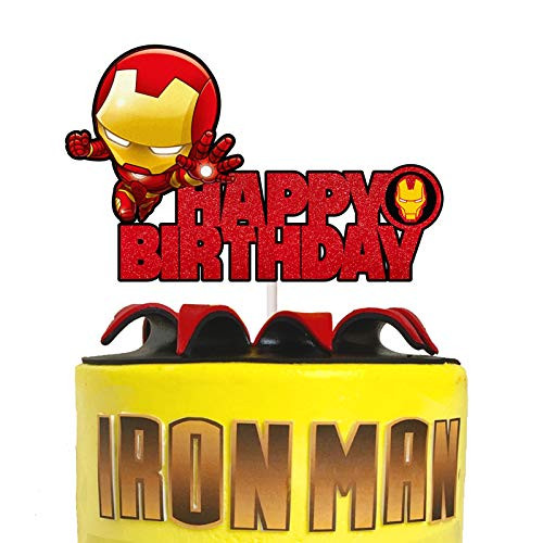 Iron Man Happy Birthday Cake Topper Baby Shower Cartoon Theme Party Adorable Superheroes Party Decoration