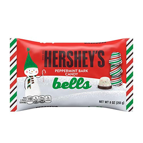 HERSHEYS Holiday Peppermint Bark Bells Dark Chocolate Candy 9 Oz HERSHEYS Holiday Peppermint Bark Bells Dark Chocolate Candy 9 Oz