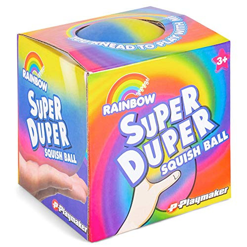 Master Toys  and  Novelties Rainbow Super Duper Colorful 4 inch Thermoplastic Resin Playground Squish Ball