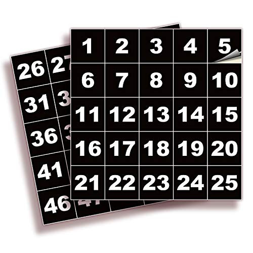 Black Vinyl Consecutive Number Stickers - 1 to 50 1_5 inch Self-Adhesive - Premium Decal for Indoor  and  Outdoor Ideal for Inventory Storage Organizing Great on Boxes Bins Toolbox Lockers  and  More