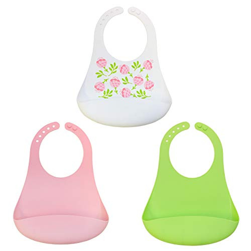 Neat Solutions 3 Count Silicone Bib Set Girl