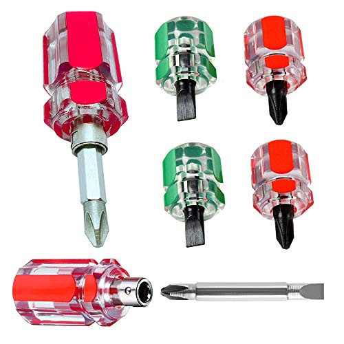 6 Packs Mini Sewing Machine Screwdriver Set Nut Driver Tool Kits Include Mini Short Flat Head Screwdrivers Small Short Stubby Cross-Head Screwdrivers and 2 in 1 Interchangeable Handle Screwdrivers