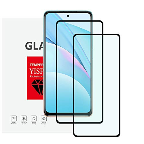 YISPIRIN Screen Protector Compatible With Xiaomi Mi 10T Lite 2 Pack Anti-scratch Full coverage Easy Installation  Tempered Glass Screen Protector for Xiaomi Mi 10T Lite Black