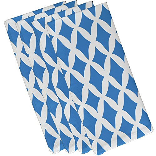 E By Design N4GN110BL22-19 Lattice Kravitz Geometric Print Napkin, 19" by 19", Brighter Sky