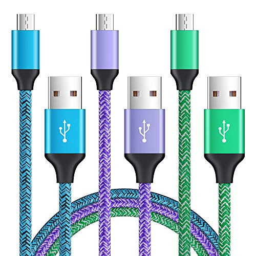 Android Cable 6ft AndHot 3Pack Braided Micro USB Charging Cable Power Cords Fast Andorid Charger Compatible with Samsung Galaxy S7 S6 Edge J7 J3 Note 5 Tablet S2 LG Stylo 32 K20 Kindle fire