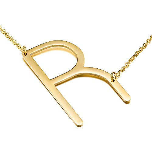MONOOC R Initial Gold Necklace - 18K 
