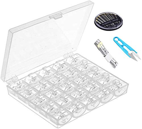 25 Pcs Plastic Sewing Machine Bobbins with Case and Measuring Tape for Brother Singer Babylock Janome Kenmore 01 25 Pcs Plastic Sewing Machine Bobbins with Case and Measuring Tape for Brother Singer Babylock Janome Kenmore 01