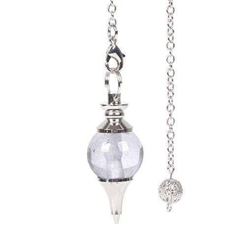 JUST IN STONES Natural Clear Quartz Gemstone Dowsing 40mm Crystal Healing Chakra Reiki Point Pendulum