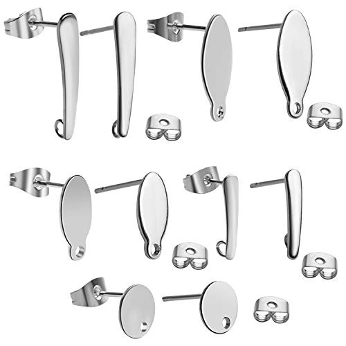 Earring Studs for Jewelry Making 50pcs Stainless Steel Earring Studs Hypoallergenic Earring Posts DIY Flat Pad Blank Studs with Loop for Earring Making Findings Earring Studs for Jewelry Making 50pcs Stainless Steel Earring Studs Hypoallergenic Earring Posts DIY Flat Pad Blank Studs with Loop for Earring Making Findings