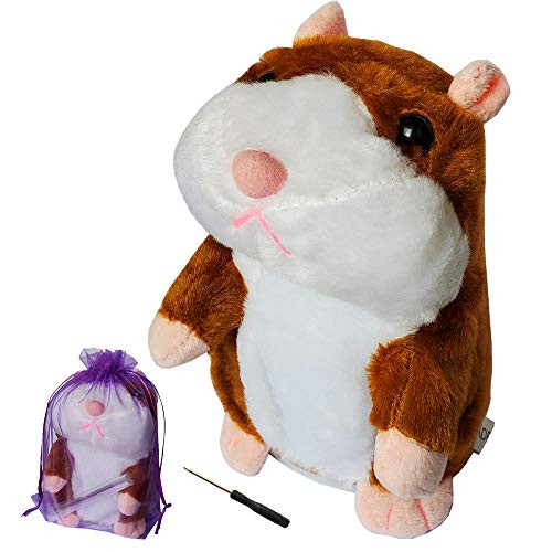 Himeeu Pet Talking Hamster Toy Mouse Talking Toys Repeat What You Say Mimicry Pet Talking Record for Boys and Girls Brown