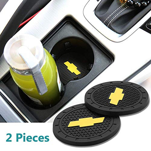 Wall Stickz Auto Sport 2_75 Inch Diameter Oval Tough Car Logo Vehicle Travel Auto Cup Holder Insert Coaster Can 2 Pcs Pack Fit Chevrolet Accessories