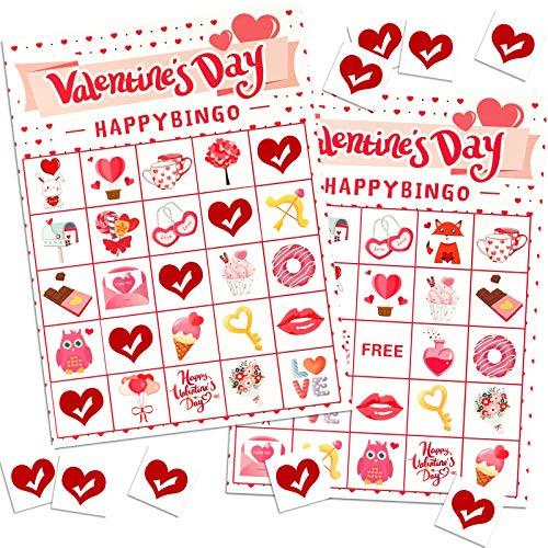 Valentines Day Bingo Game for Kids Bingo Cards with 24 Players for Valentine Party Games Valentine Crafts School Classroom Party Favor Activities Holiday Party Craft Supplies Valentines Day Bingo Game for Kids Bingo Cards with 24 Players for Valentine Party Games Valentine Crafts School Classroom Party Favor Activities Holiday Party Craft Supplies
