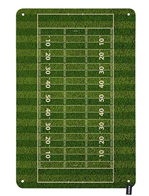 HOSNYE American Football Field Green Tin Sign Vintage Metal Tin Signs for Men Women Wall Art Decor for Home Bars Clubs Cafes 8x12 Inch