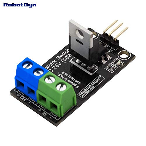 RobotDyn Transistor MOSFET DC Switch Driver Module 1 Channel 5V Logic DC 24V30A with optoisolator_ for Control Power from Arduino STM32 Raspberry pi 1 PC - Transistor MOSFET Module