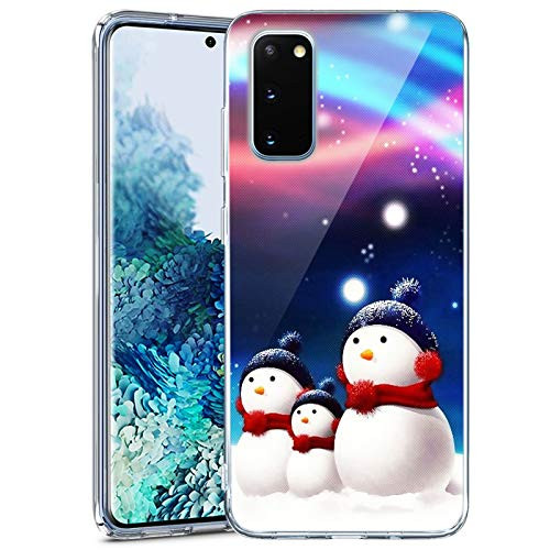 Compatible with Samsung Galaxy S20 FE 5G Case Clear with Design Soft Transparent TPU Protective Shockproof Case for Samsung Galaxy S20 FE 5G Christmas Snowman Pattern