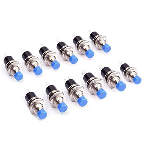 RuoFeng 2 Pins SPST Momentary Mini Push Button Switch 1A 250V AC Pack of 12 Blue