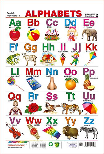 Spectrum Pre - School Kids Learning Alphabets Educational Laminated Wall Chart