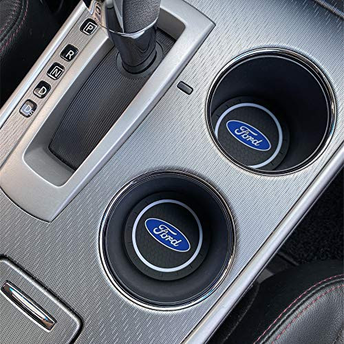 Shenhuan Upgraded 2 Pcs 2_75 inch Car Interior Accessories Anti Slip Cup Holder Mat Insert Coaster for Ford fit for Explorer Maverick Mondeo Focus Active Escape F-150 etc All Models for Ford