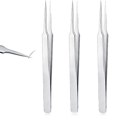 3 Pieces Ingrown Hair Tweezers Stainless Steel Splinter Tweezers Pointed Blackhead Remover Precision Eyebrow Tweezers for Facial Hair Ingrown Hair Splinter and Blackhead Remover 3 Pieces Ingrown Hair Tweezers Stainless Steel Splinter Tweezers Pointed Blackhead Remover Precision Eyebrow Tweezers for Facial Hair Ingrown Hair Splinter and Blackhead Remover
