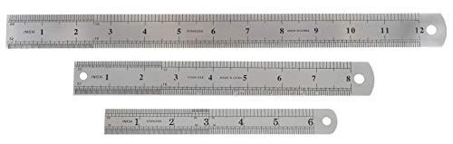 Stainless Steel Rulers - Set of 6 8 12 - Metal Milimeter Rulers with Inch - Standard Stainless Steel Flexible Measurement Ruler