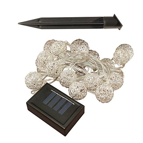 Lumabase Solar Powered String Lights- Silver Balls (20 lights)