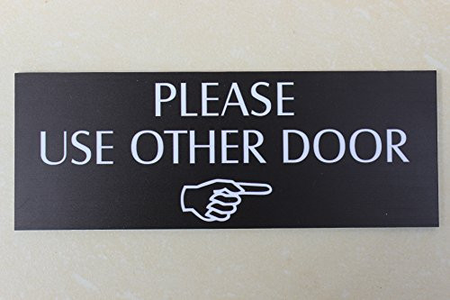 Meijiafei Please Use Other Door Arrow Pointing Business Store Employee Customer Wall Print Horizontal Sign 3×8 BlackRight