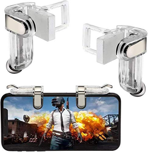 Joylin Mobile Game Controller Mobile Gaming Joysticks Cell Phone Game Controller with Sensitive Shoot and Aim Trigger Buttons for PUBG Compatible with Android and iOS Transparent