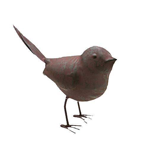 Colonial Tin Works Decorative Small Cute Songbird Song Bird Statue Figurine Home Décor 5_5 x 4 x 2 RustBrown