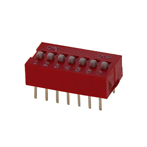 Fielect 5pcs Red DIP Switch Horizontal 1-7 Positions 2_54mm Pitch for Circuit Breadboards PCB