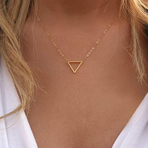 Jovono Fashion Triangle Pendant Necklaces Dainty Necklace Chain Jewelry for Women and Girls Gold