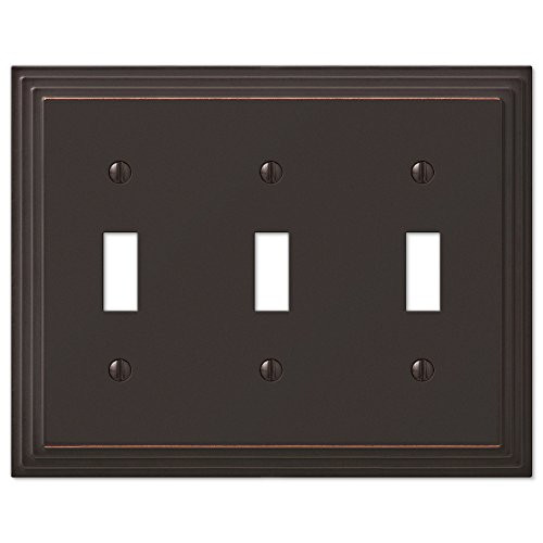 Step Design Triple Toggle Wall Switch Plate Cover - Oil Rubbed Bronze