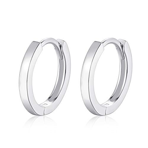 Rhodium Plated Sterling Silver Small Gold Hoop Earrings Simple Huggie Hoops Rhodium Plated Sterling Silver Small Gold Hoop Earrings Simple Huggie Hoops
