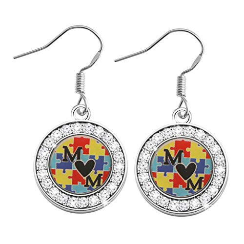 UJIMS Autism Mom Jigsaw Necklace Asperger Awareness Gift Infinity Y Lariat Necklace For Women Mothers Day Jewelry Autistic Pride Gift Autism Mom Jigsaw Earring