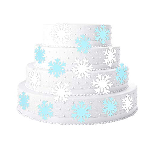 48pcs wafer paper edible Snowflakes Cupcake edible frozen cake topper for Winter Frozen Theme Party christmas cake decorations whiteblue