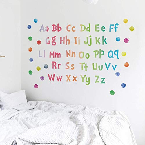 Watercolor Alphabet Classroom Wall Decor Colorful ABC Posters Alphabet for Girls Boys Bedroom Living Room Polka Dot Wall Decorations