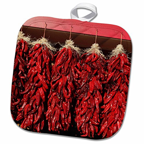 3dRose 3D Rose Chili Peppers Drying in the Sun-Velarde-New Mexico-USA. Pot Holder, 8 x 8