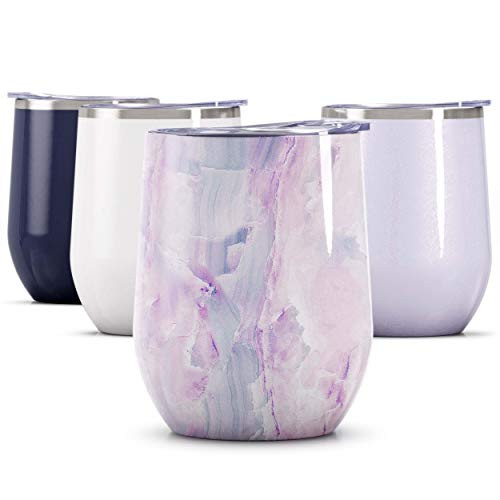Maars Bev Steel Stemless Wine Glass Tumbler 12 oz Double Wall Vacuum Insulated - Geode Rain Maars Bev Steel Stemless Wine Glass Tumbler 12 oz Double Wall Vacuum Insulated - Geode Rain