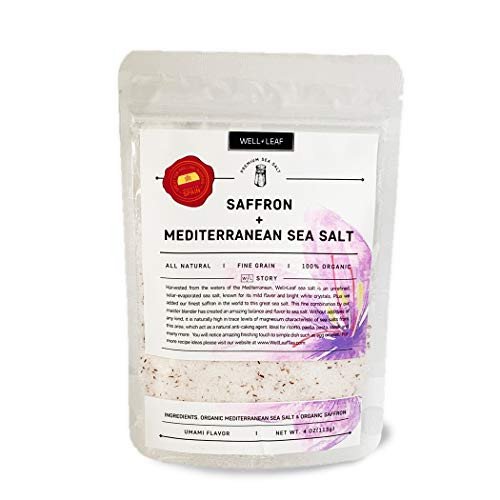 Gourmet Mediterranean Sea Salt infused with Saffron 100 Organic Kosher Non-GMO Chemical and Gluten-Free 4oz Gourmet Mediterranean Sea Salt infused with Saffron 100 Organic Kosher Non-GMO Chemical and Gluten-Free 4oz