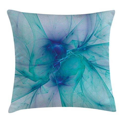 Ambesonne Spires Throw Pillow Cushion Cover Modern Creative Computer Art Design Psychedelic Style Alternate Shapes Image Decorative Square Accent Pillow Case 24 X 24 Teal Blue