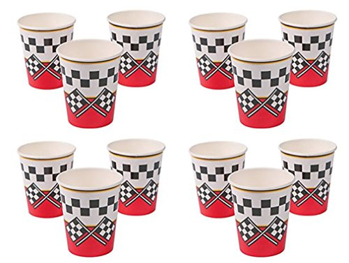 happy deals ~ Racing Theme - 24 Count Paper Cups - Checkered Race Car Party Supplies