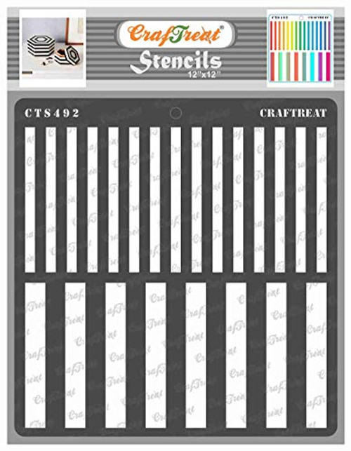 CrafTreat Geometric Stencils for Painting on Wood Wall Tile Canvas Paper Fabric and Floor - Stripes Stencil - 12x12 Inches - Reusable DIY Art and Craft Stencils - Striped Stencil CrafTreat Geometric Stencils for Painting on Wood Wall Tile Canvas Paper Fabric and Floor - Stripes Stencil - 12x12 Inches - Reusable DIY Art and Craft Stencils - Striped Stencil