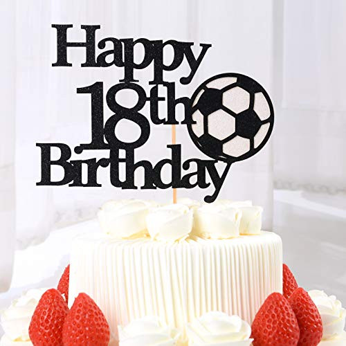 Happy Birthday Cake Topper Sign Football Player Cake Decorations for Sport Theme Man Boy Girl Birthday Party Supplies