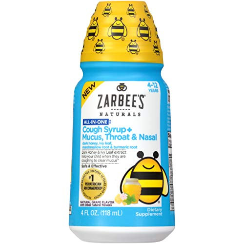 Zarbees Naturals Childrens All in One Cough Syrup  Mucus Throat  and  Nasal Natural Flavor Grape 4 Fl Oz