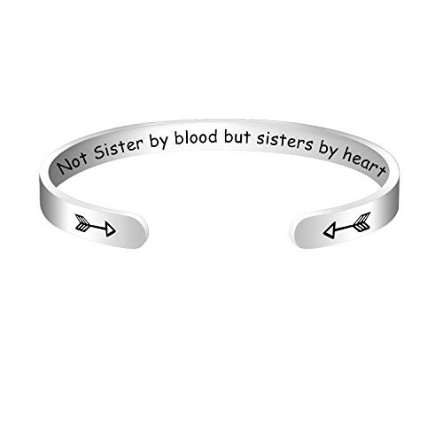 Inspirational Friendship Cuff Bangle Thelma and Louise Bangle Stainless Steel Friendship Bracelets Cuff Bangle Gifts for Women Girls Sister Friend Silver Not sisters by blood but sisters by heart Inspirational Friendship Cuff Bangle Thelma and Louise Bangle Stainless Steel Friendship Bracelets Cuff Bangle Gifts for Women Girls Sister Friend Silver Not sisters by blood but sisters by heart