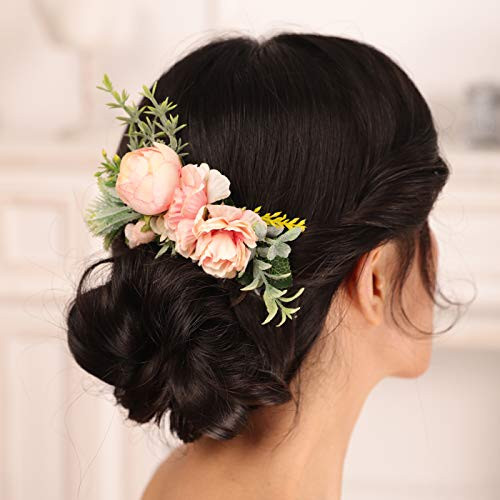 Kercisbeauty Blush Flower Hair Comb for Wedding Brides Bridesmaids Women Floral Hair Piece Bun Hair Handmade Boho Hair Accessories Kercisbeauty Blush Flower Hair Comb for Wedding Brides Bridesmaids Women Floral Hair Piece Bun Hair Handmade Boho Hair Accessories