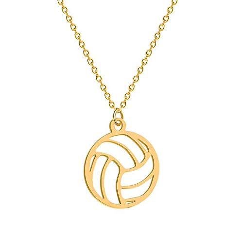 HUJUON Stainless Steel Hollow Volleyball NecklaceCute Geometric Volleyball Sports Pendant NecklaceFootball Clavicle Chain Necklace for Girl Boy Gold HUJUON Stainless Steel Hollow Volleyball NecklaceCute Geometric Volleyball Sports Pendant NecklaceFootball Clavicle Chain Necklace for Girl Boy Gold